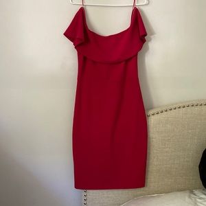 Red off the shoulder dress